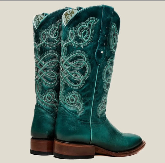 Turquoise Embroidered Cowgirl Boots Last Rodeo Western Wear & Hat Bar