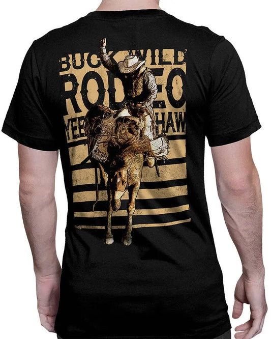 Buck Wild Rodeo Graphic T-Shirt – Western Bull Riding Tee Country Girl Store
