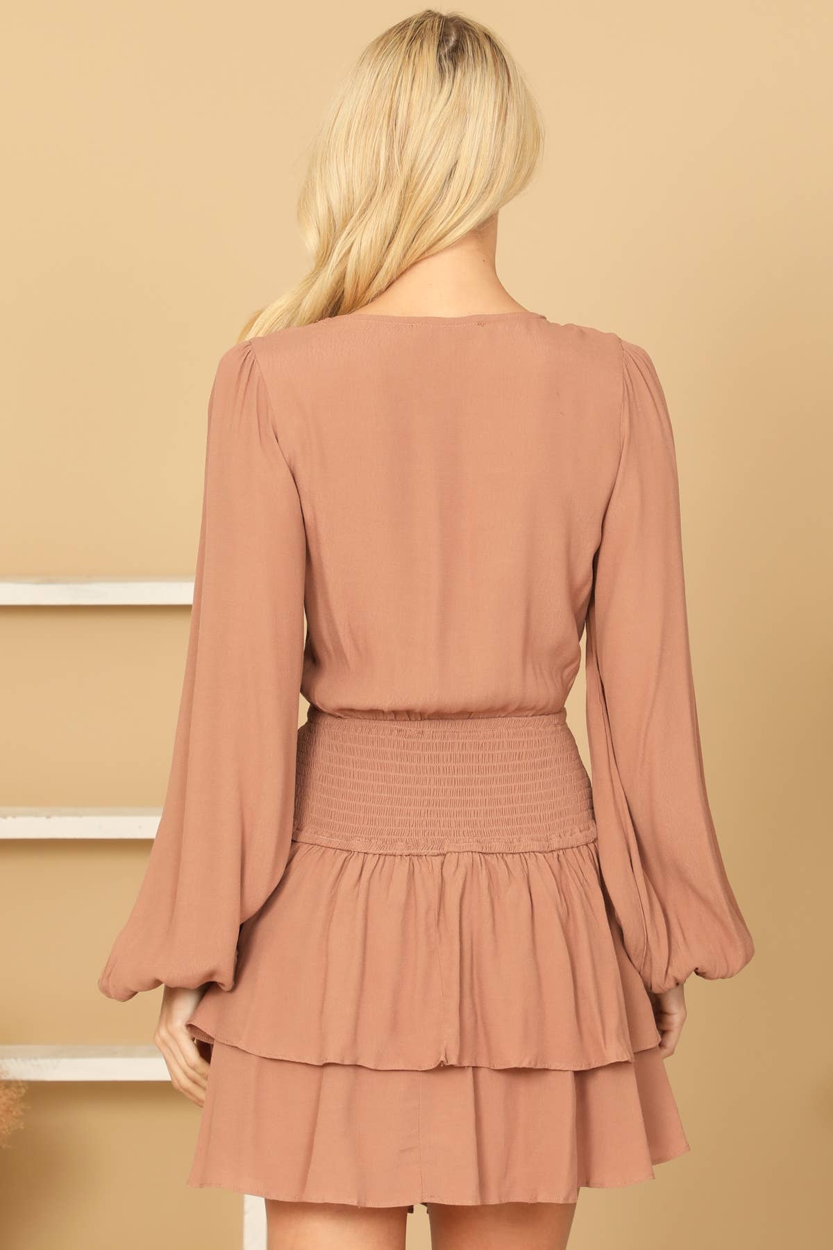 Mocha Cut-Out Tiered Dress