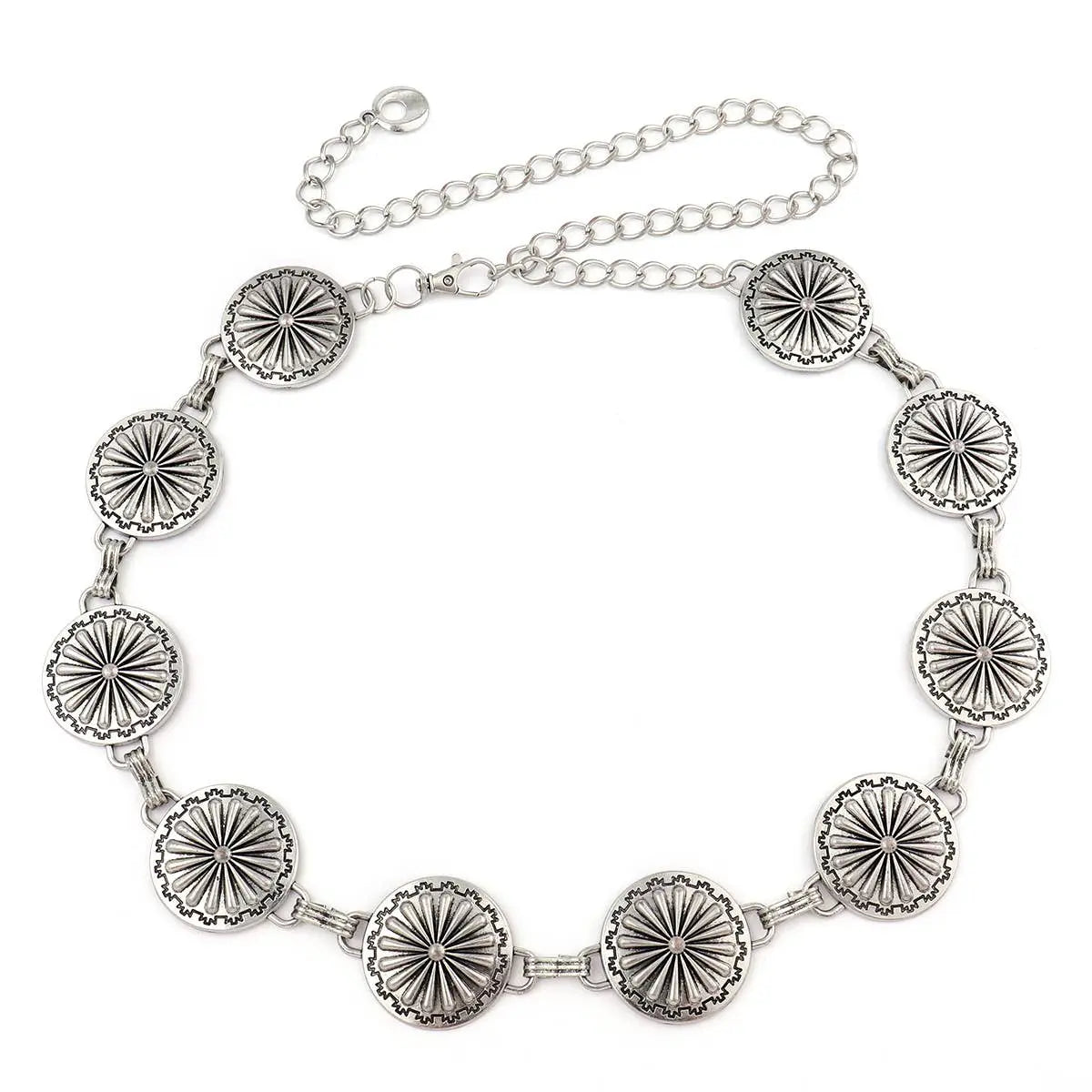 Round Concho Chain Belt – Silver Nativo