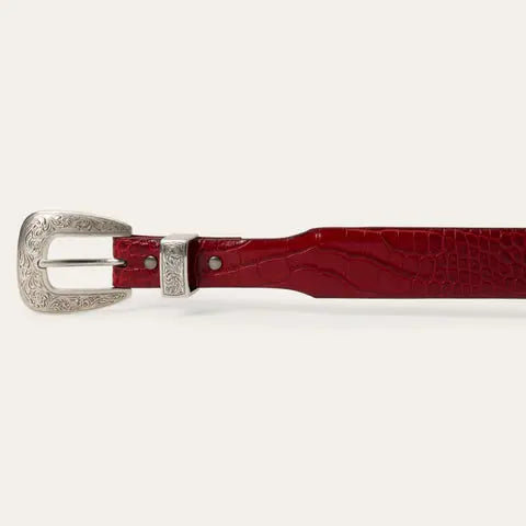 Stetson Women’s Croco Print Tapered Leather Belt – Red Last Rodeo Western Wear & Hat Bar