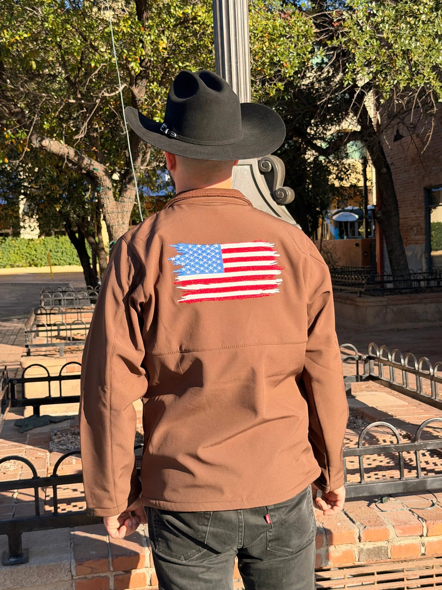 Frontier Patriot Softshell Western Jacket – Saddle Brown Last Rodeo Western Wear & Hat Bar