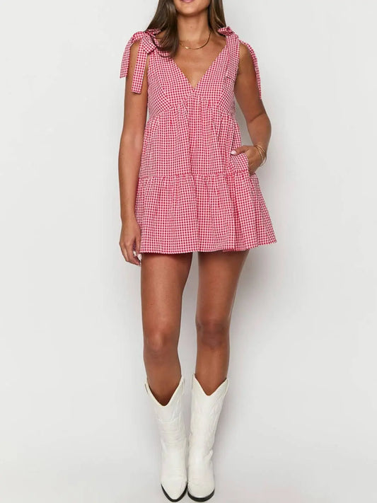 Sweet Southern Charm Red Gingham Dress Rosa Clothing
