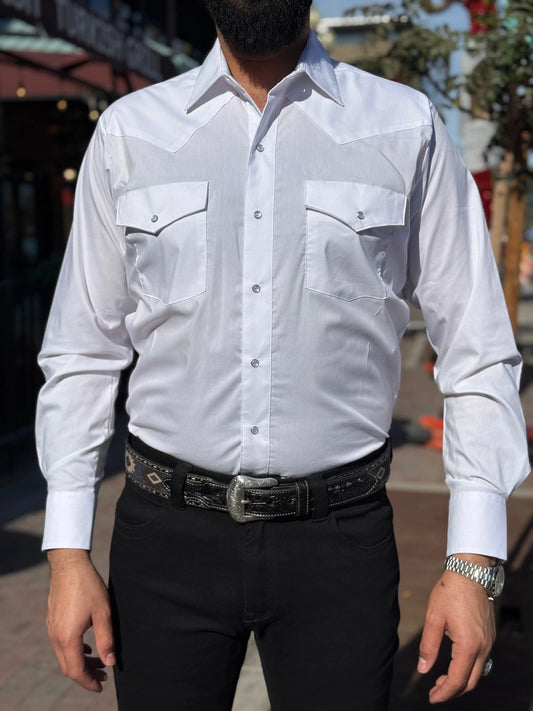 Men's Classic White Western Pearl Snap Shirt Last Rodeo Western Wear & Hat Bar
