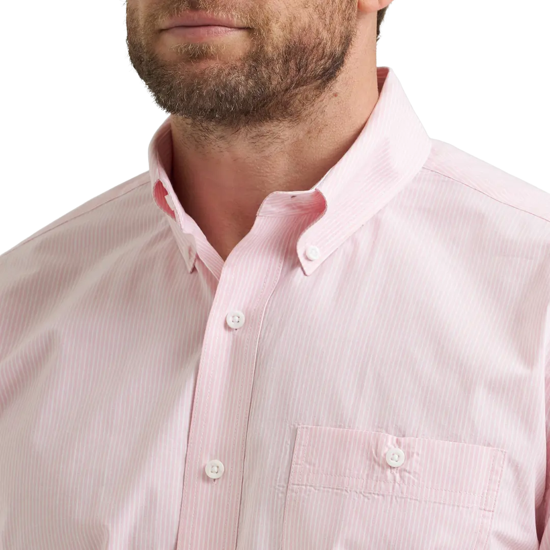 Wrangler Men’s Pink Stripe Button Down Western Shirt Last Rodeo Western Wear & Hat Bar