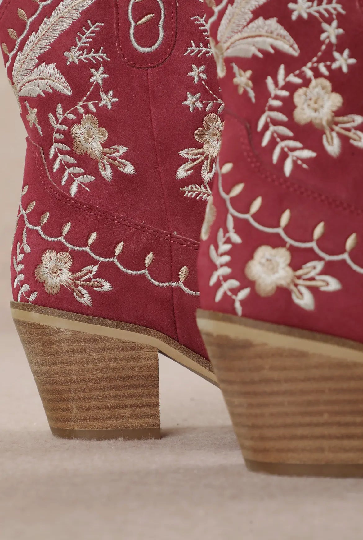 Red Wildflower Embroidered Cowgirl Boots