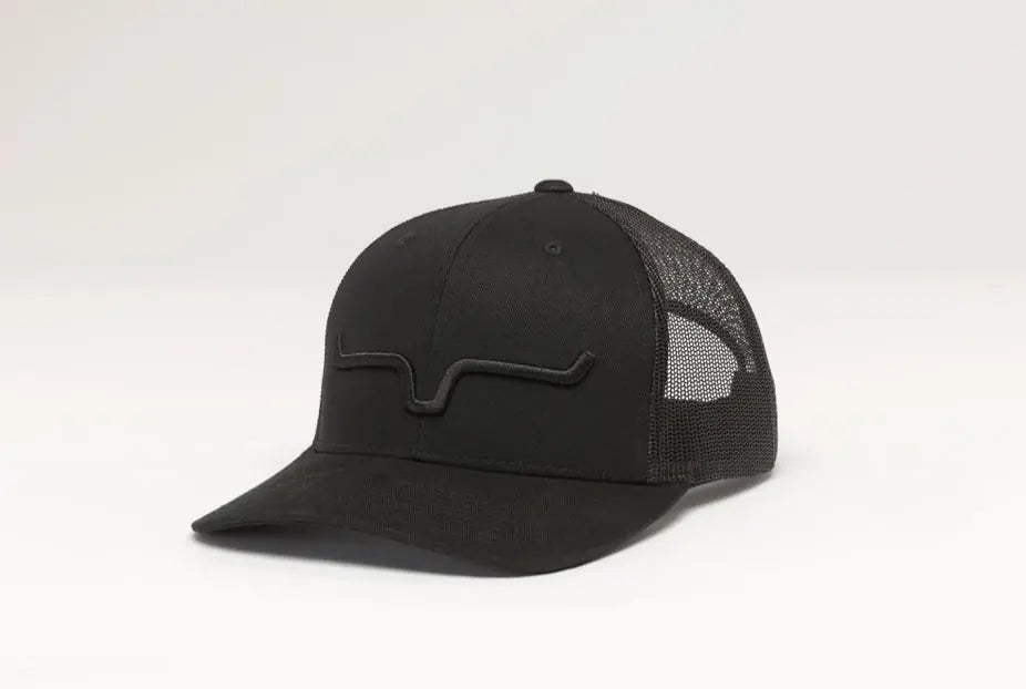 Kimes Ranch Weekly Trucker Hat – Black/Black Snapback Kimes Ranch