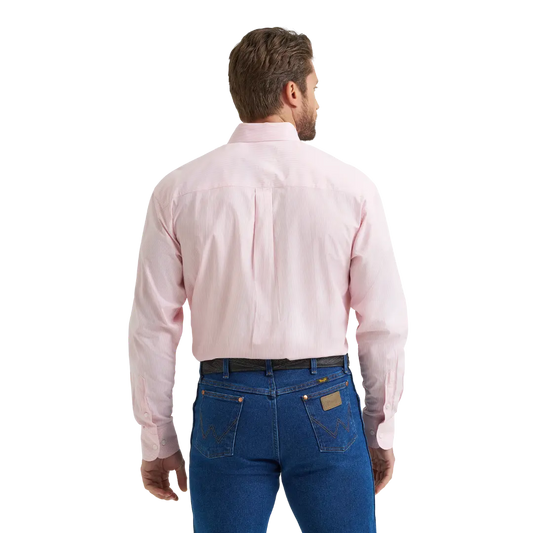 Wrangler Men’s Pink Stripe Button Down Western Shirt Last Rodeo Western Wear & Hat Bar