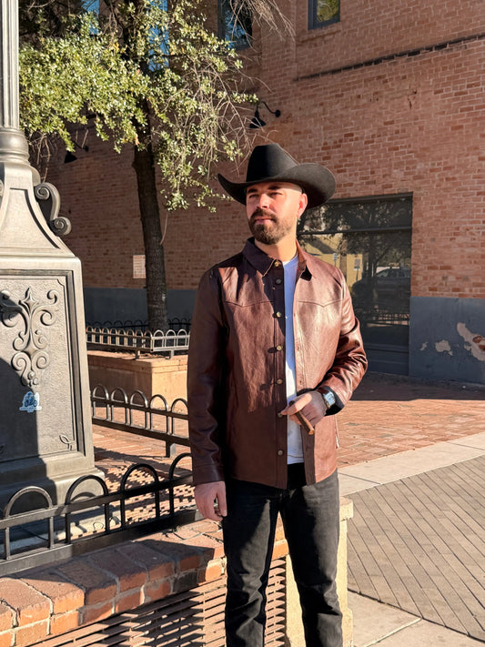 Scully Men’s Chocolate Leather Western Shirt Jacket Last Rodeo Western Wear & Hat Bar