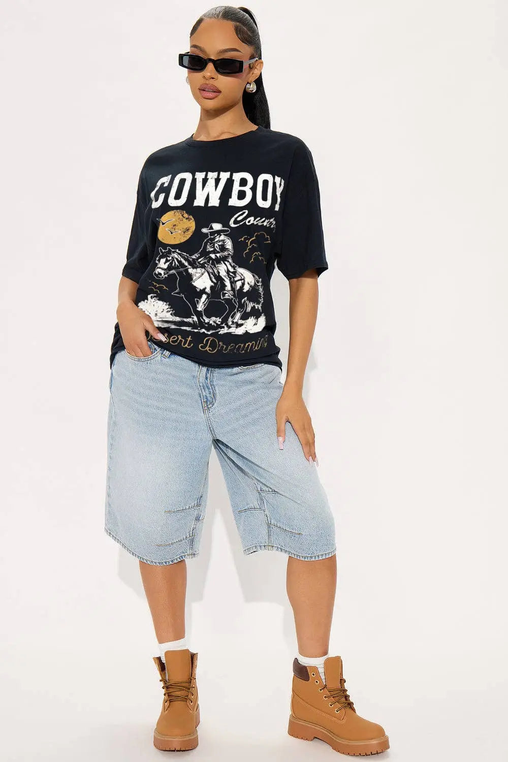 Cowboy Country Graphic Tee Black 5besties inc
