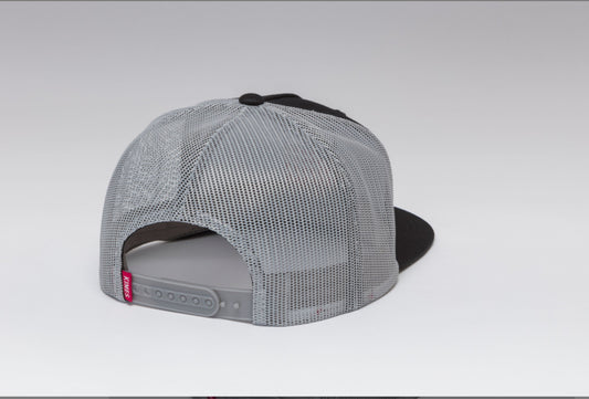 Kimes Ranch American Flag Horns Trucker Hat – Black/Grey Snapback