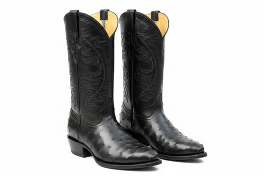 Midnight Outlaw Black Leather Cowboy Boots