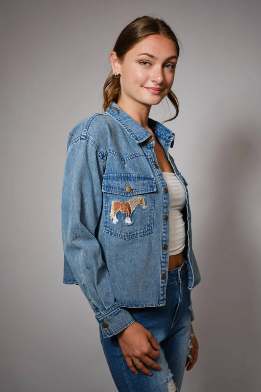 Pony Pockets Denim Jacket Blue B