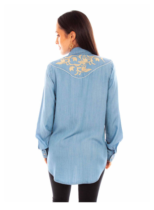 Scully Women’s Embroidered Western Denim Shirt