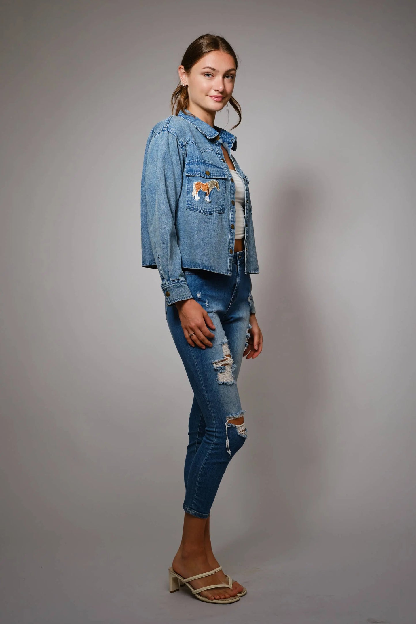 Pony Pockets Denim Jacket Blue B