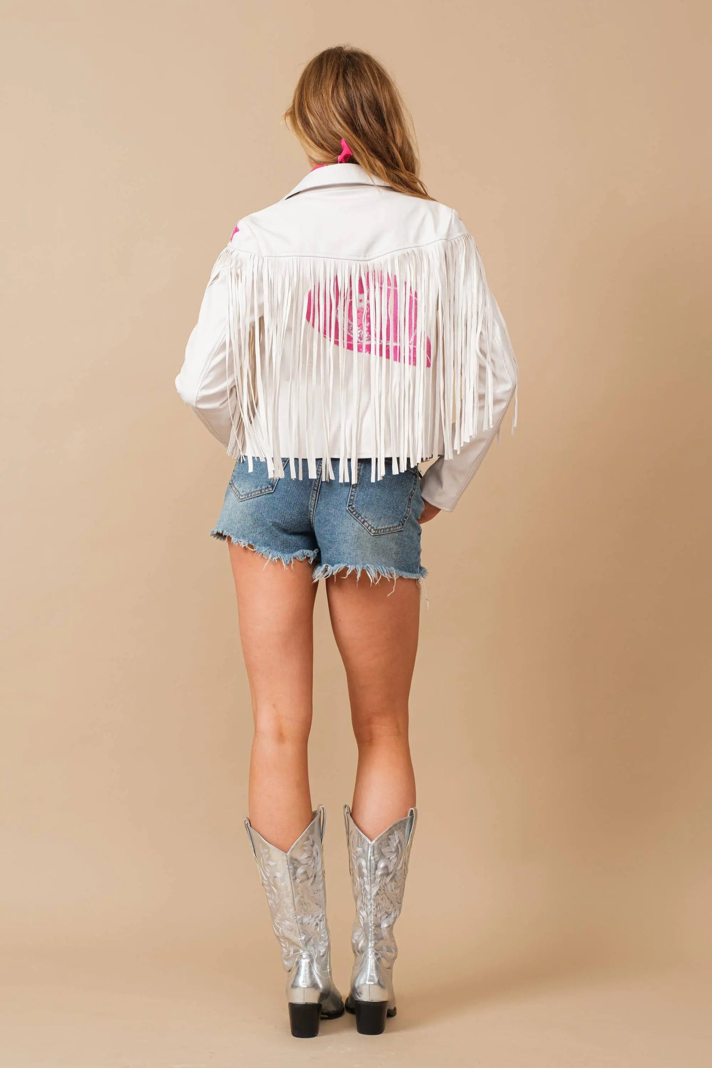 Rodeo Rebel Fringe Leather Jacket Blue B