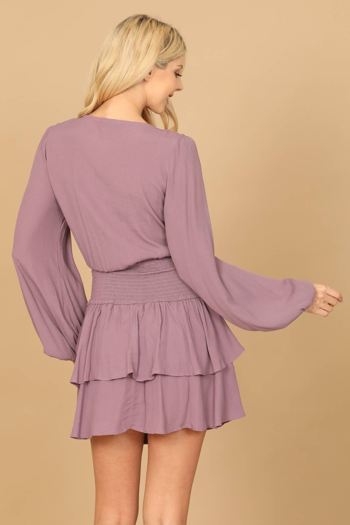 Lilac Cut-Out Tiered Dress