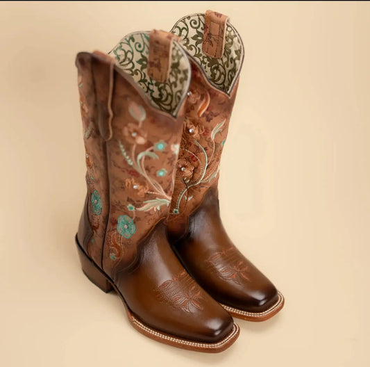 Women's Desert Blossom Square Toe Cowgirl Boots Last Rodeo Western Wear & Hat Bar