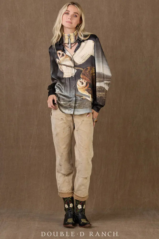 Double D Ranch Barn Owl Blouse side view
