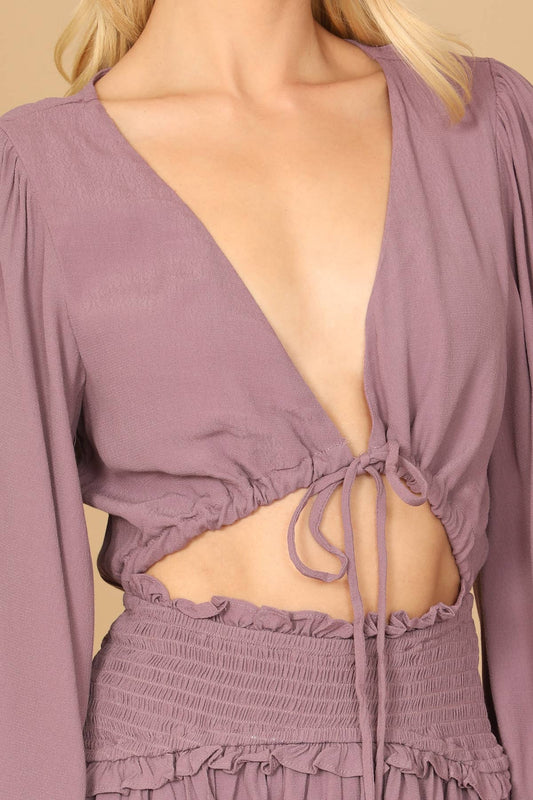 Lilac Cut-Out Tiered Dress