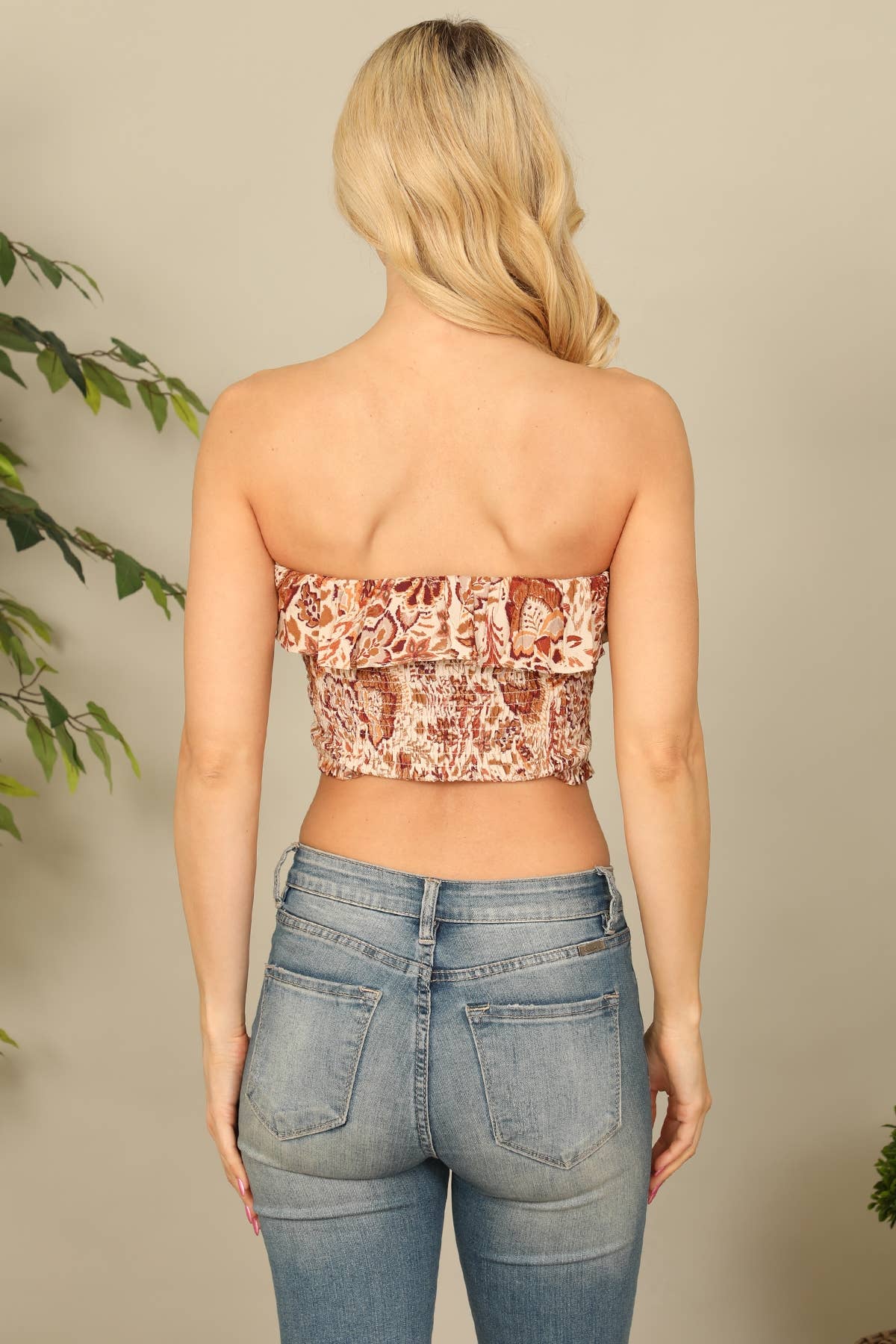 Smocked Ruffle Floral Tube Top