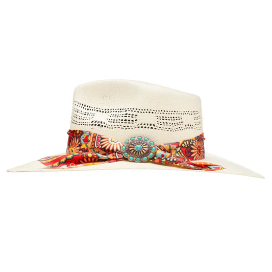 Charlie 1 Horse Chisos Natural Straw Hat Turquoise Concho Band Side View – Last Rodeo