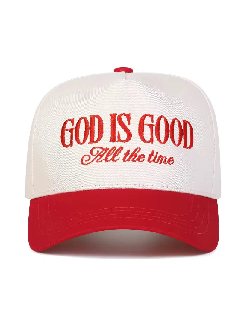 God Is Good All the Time Trucker Hat – Red & White Western Faith Cap Last Rodeo Western Wear & Hat Bar
