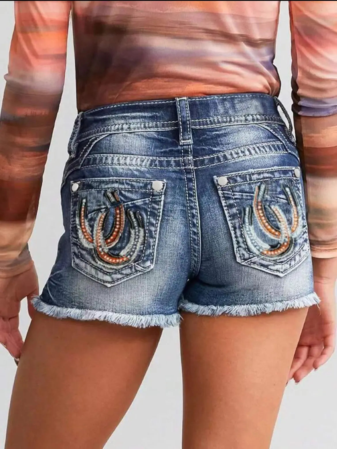 Lucky Horseshoe Denim Shorts Last Rodeo Western Wear & Hat Bar