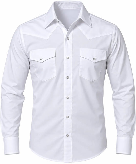 Men's Classic White Western Pearl Snap Shirt Last Rodeo Western Wear & Hat Bar