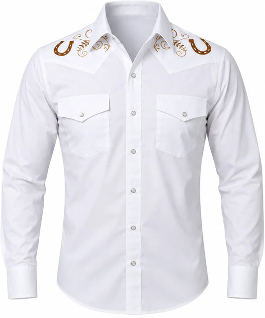 Lucky Horseshoe Embroidered Western Shirt Last Rodeo Western Wear & Hat Bar