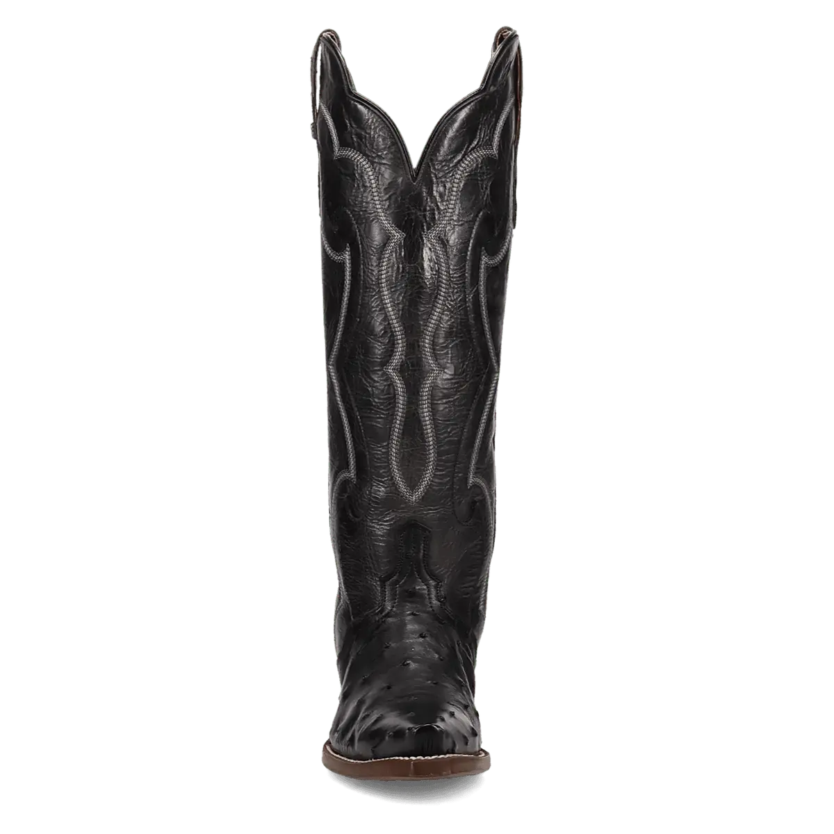 Maravilla Full Quill Ostrich Boot - Black, front angle