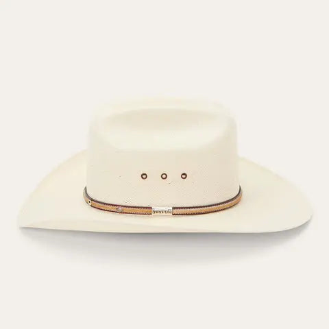 Stetson Angus 10X Shantung Straw Cowboy Hat with Custom Hat Band Last Rodeo Western Wear & Hat Bar
