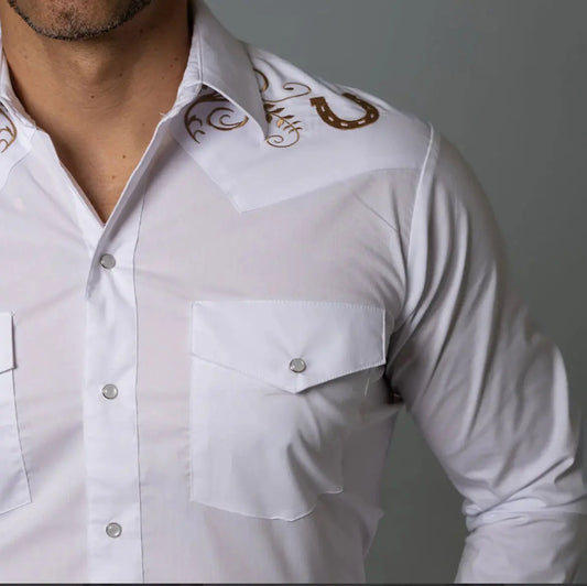 Lucky Horseshoe Embroidered Western Shirt Last Rodeo Western Wear & Hat Bar
