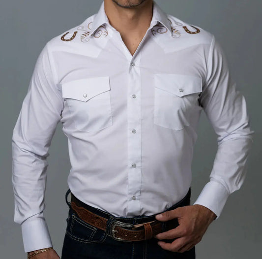 Lucky Horseshoe Embroidered Western Shirt Last Rodeo Western Wear & Hat Bar