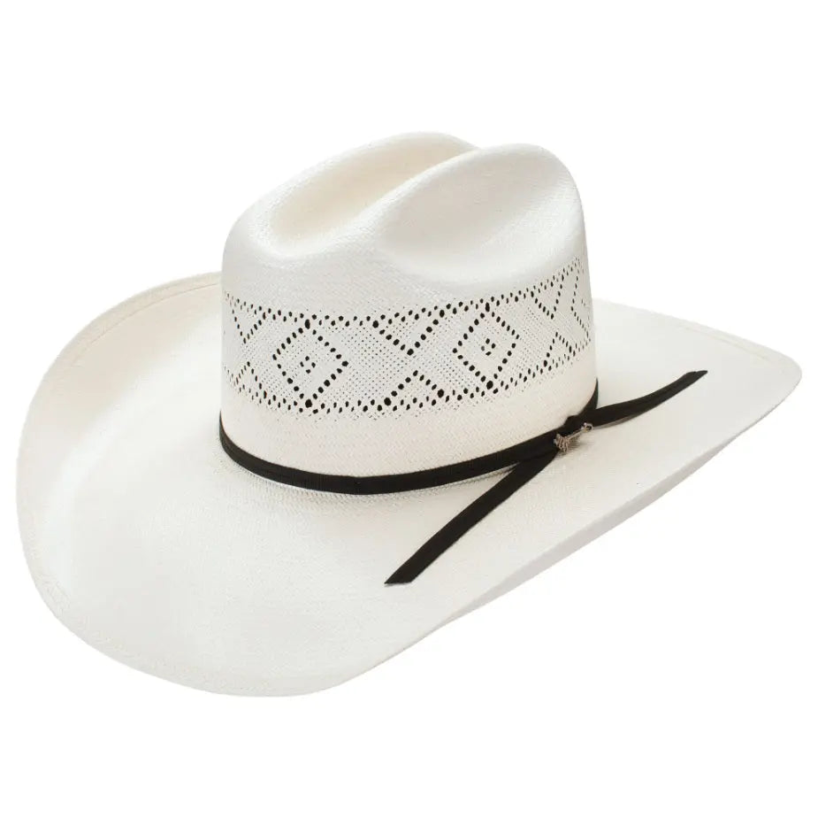 Stetson Saddleman 20X Natural Straw Cowboy Hat Premium Summer Hat Front View – Buy Online at Last Rodeo