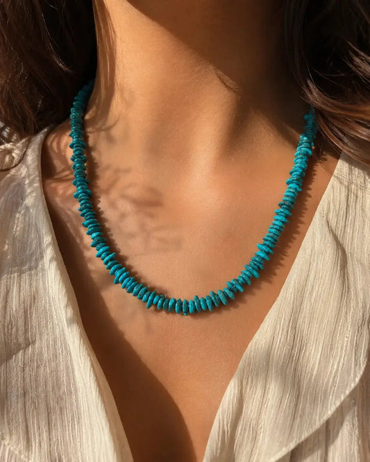 Handcrafted natural turquoise statement necklace