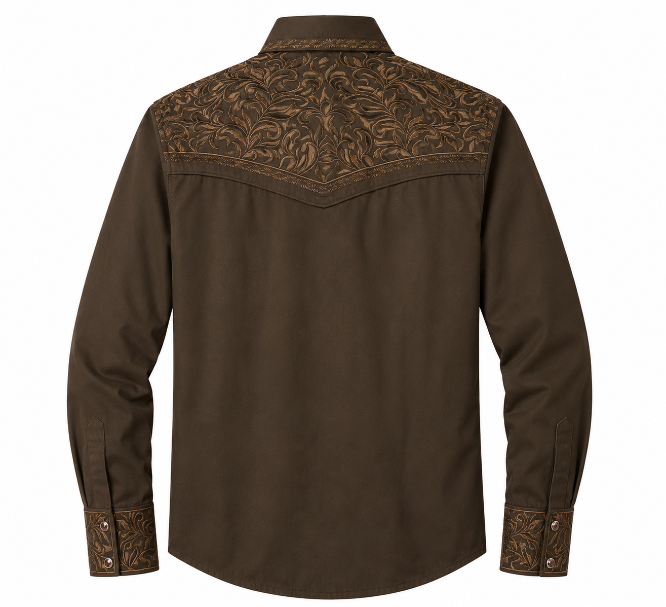 Men's Brown Western Pearl Snap Shirt with Tonal Embroidery – The American West The American West