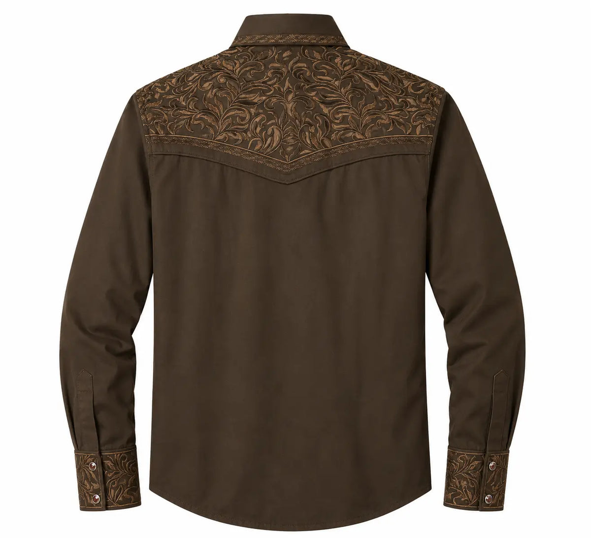 Men's Brown Western Pearl Snap Shirt with Tonal Embroidery – The American West The American West
