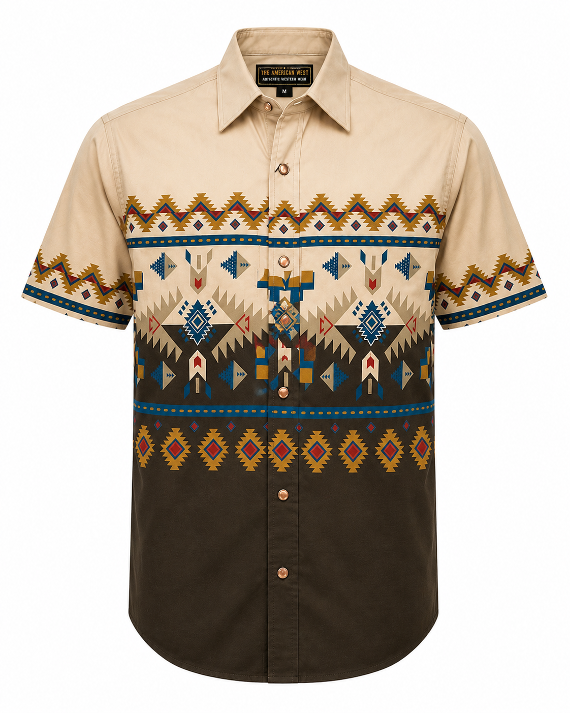 Men's Tan/Olive Aztec Print Half Sleeve Western Shirt – The American West The American West