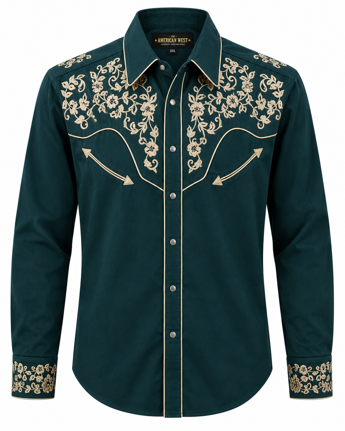 Women's Green Floral Embroidered Long Sleeve Western Shirt – The American West The American West