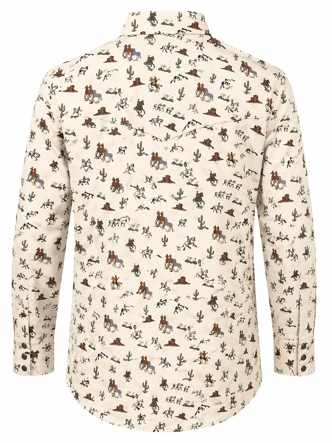 Women's Cream Cowboy Print Full Sleeve Western Shirt – The American West The American West