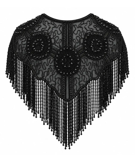 Womenโs Black Beaded Fringe Western Cape Western Fashion