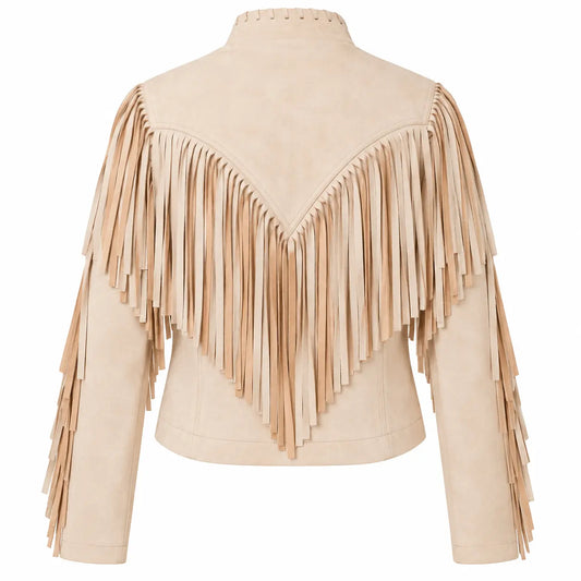 Women’s Cream Suede Fringe Western Jacket W.A.Y. --Wonderful And Young