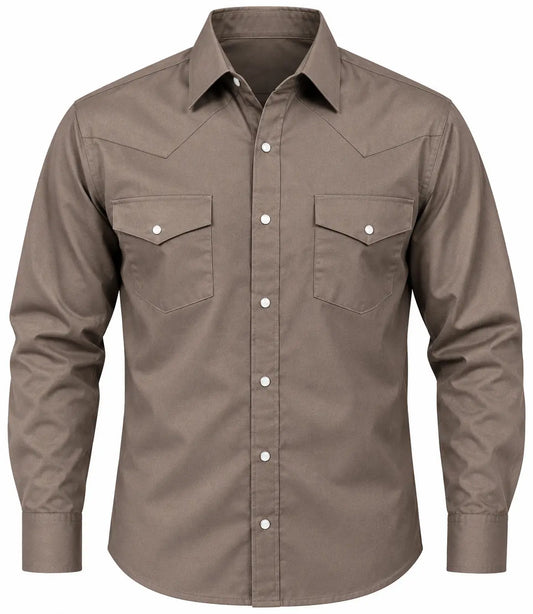 Menโs Dark Brown Western Pearl Snap Shirt โ Classic Cowboy Fit Last Rodeo Western Wear & Hat Bar