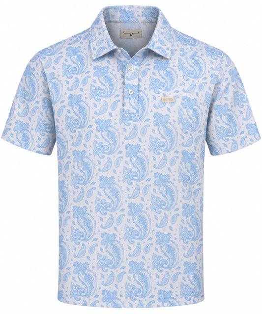 Kimes Ranch Burel Paisley Performance Polo Blue Kimes Ranch