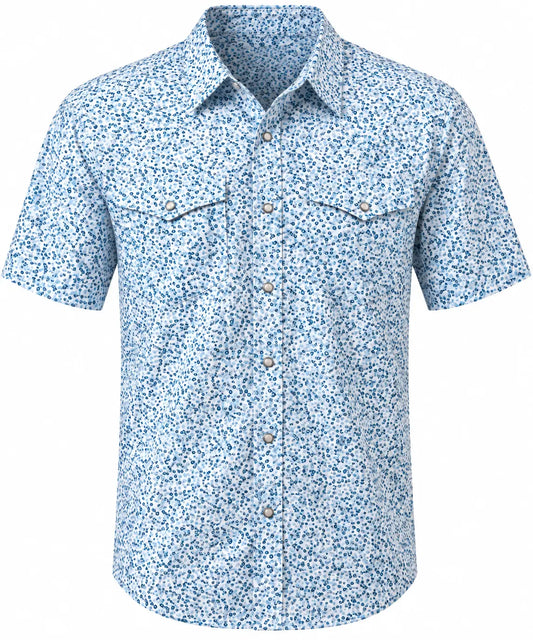 Kimes Ranch Bascom Short Sleeve Western Shirt โ Blue Floral Print Last Rodeo Western Wear & Hat Bar