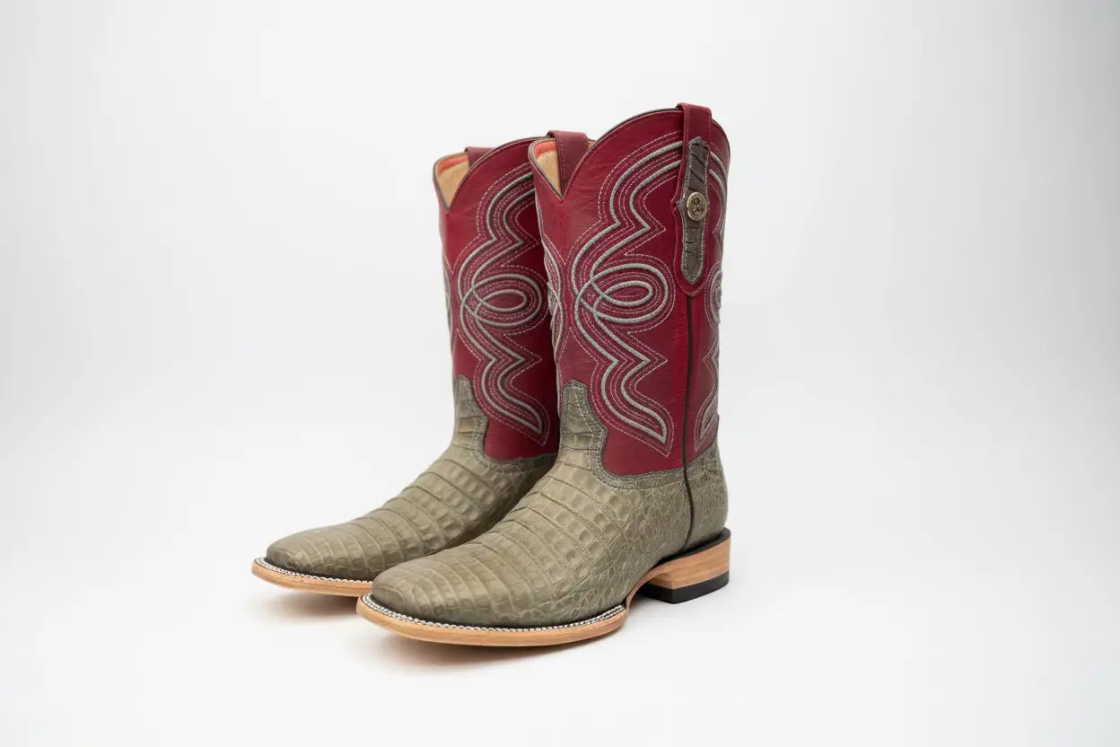 Legacy Exotic Crocodile Cowboy Boots Square Toe with Crimson Western Shaft Last Rodeo Western Wear & Hat Bar