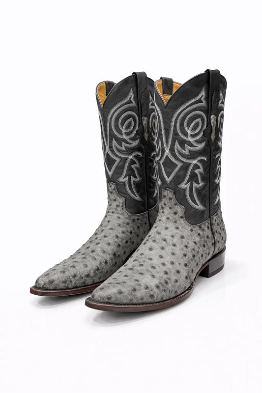 Men’s Gray Leather Western Boots Last Rodeo Western Wear & Hat Bar