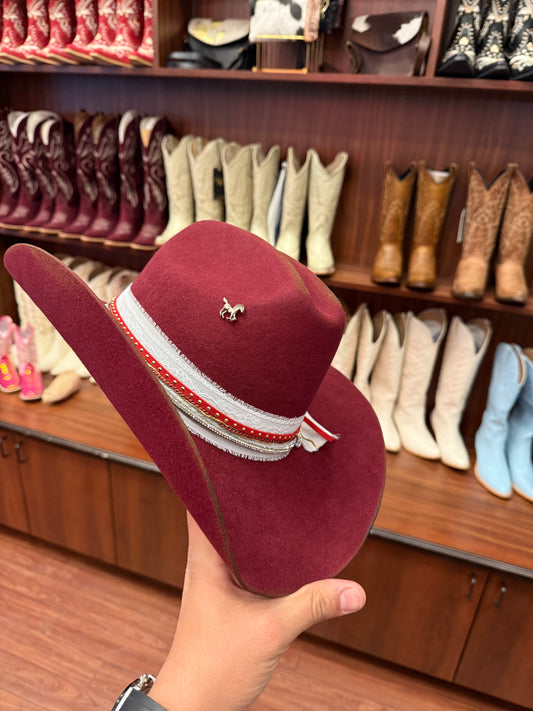 “God Is Good” Custom Burgundy Cowboy Hat – Handcrafted Western Statement