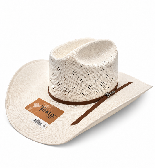 Twister 20X Straw Cowboy Hat – Vent Crown, 4 1/2” Crown, 4 1/4” Brim | Classic Western Straw Hat